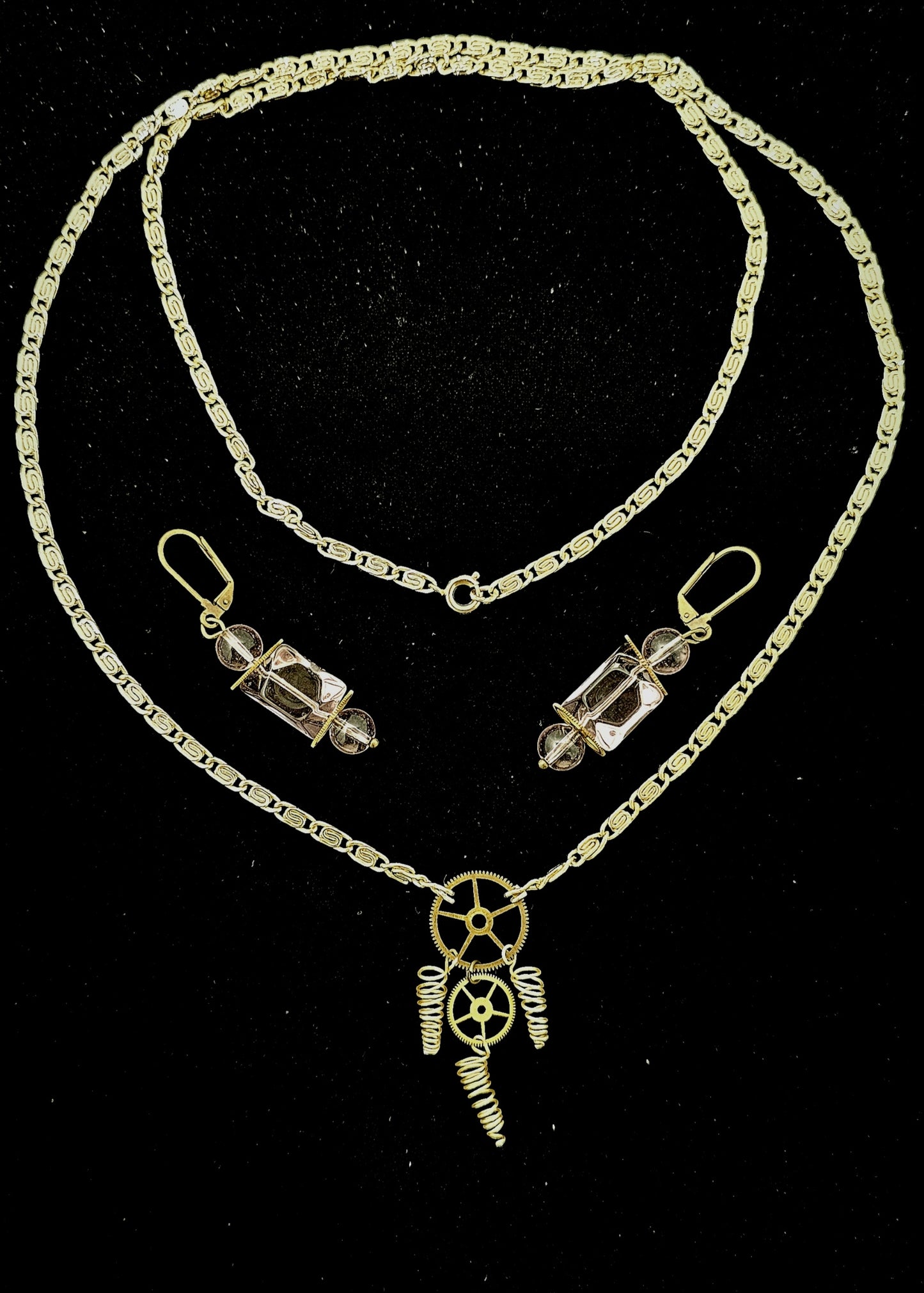 Spiral link Necklace with earrings