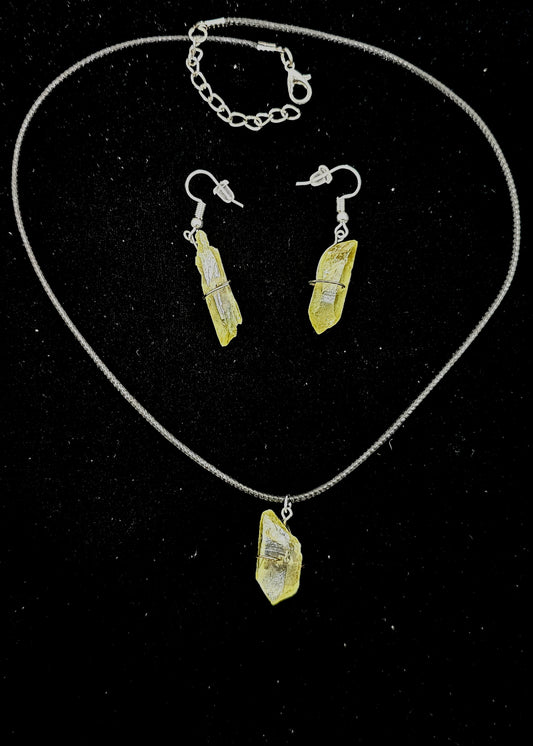 Quartz point Necklace/Earring set